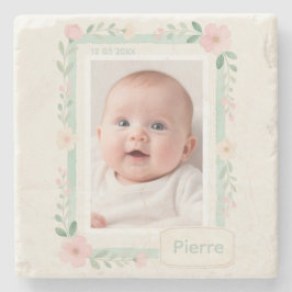 Porta-copo De Pedra Pastel Watercolor Floral Empty Photo Frame