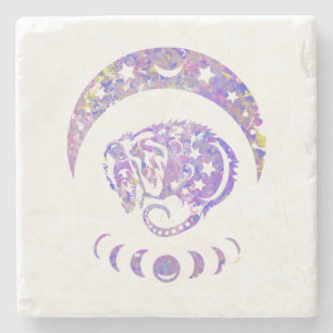 Porta-copo De Pedra Pastel Watercolor Moon Possum