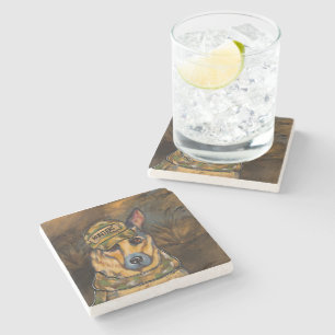 Porta-copo De Pedra Pastor Alemão       