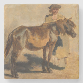 Porta-copo De Pedra Pastor Com Cavalo (Equino)