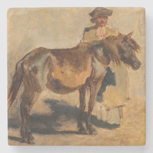 Porta-copo De Pedra Pastor Com Cavalo (Equino) (Frente)