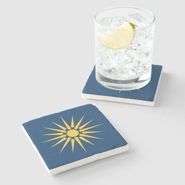 Porta-copo De Pedra Patriotic stone coaster with Flag of Macedonia (Lateral)