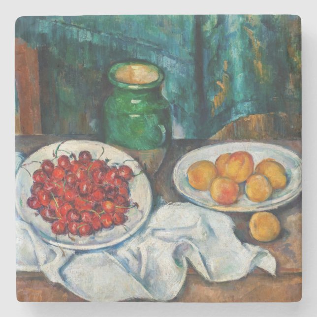 Porta-copo De Pedra Paul Cezanne - Ainda vive com cerejas e caçadores (Frente)