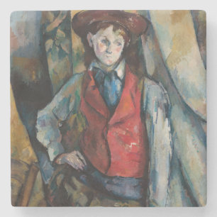 Porta-copo De Pedra Paul Cezanne - Menino com Colete Vermelho