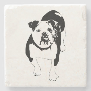 Porta-copo De Pedra Pausa Nítida, Alegria Bulldog