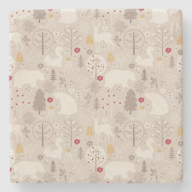 Porta-copo De Pedra Pavimentos de Borracha Cúbica Padrão Nórdico Natal (Frente)