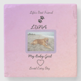 Porta-copo De Pedra Pawprint Heart Pet Joy