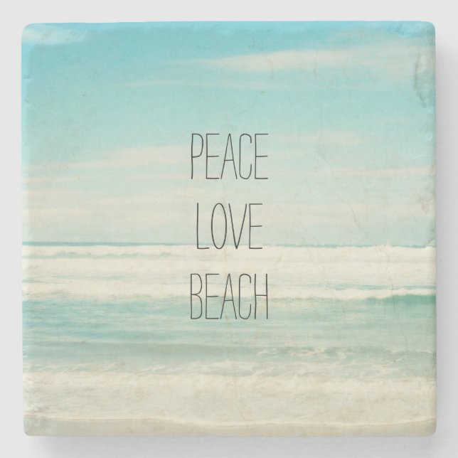 Porta-copo De Pedra Peace Love Beach (Frente)