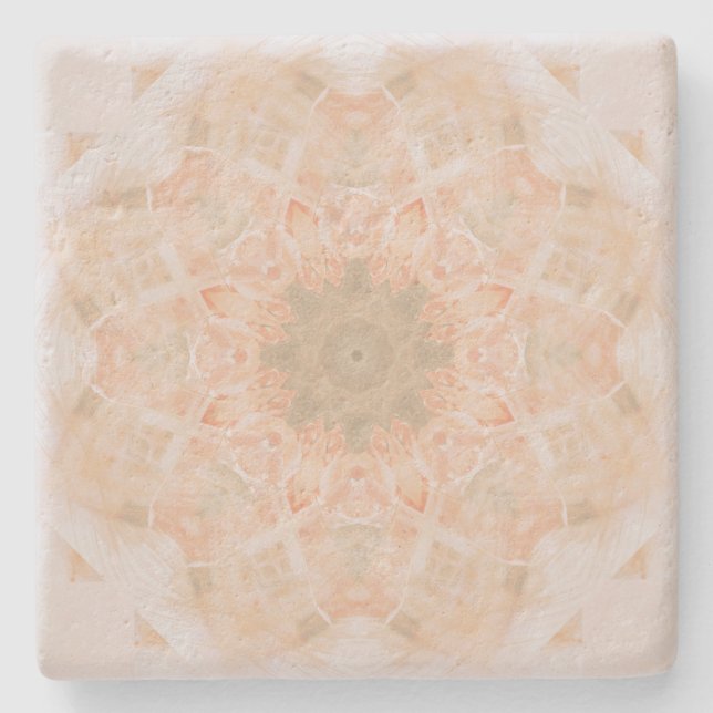 Porta-copo De Pedra Peach Orange Mandala (Frente)