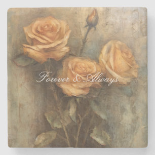 Porta-copo De Pedra Peach Rose Floral Chuveiro de Noiva Casamento