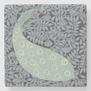 Porta-copo De Pedra Peacock Art Nouveau Bird Classic