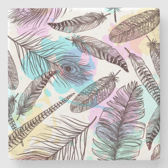 Porta-copo De Pedra Peacock Feather (Frente)