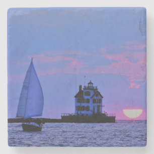 Porta-copo De Pedra Pedra de suporte para copos Pôr do Sol à Vela