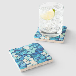 Porta-copo De Pedra Pedras redondas em tons de azul real