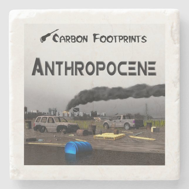Porta-copo De Pedra Pegadas de carbono - Antropoceno (Frente)