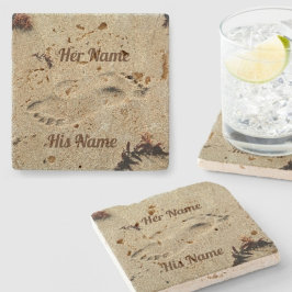 Porta-copo De Pedra Pegadas em Areia e Seus Nomes Naturais