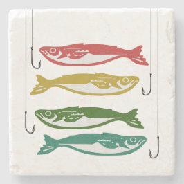 Porta-copo De Pedra Peixe Colorido com Ganchos de Peixe