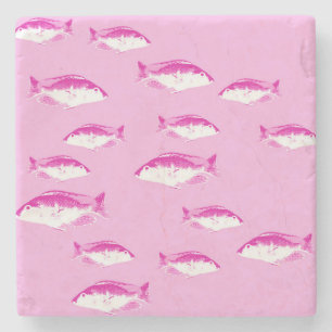 Porta-copo De Pedra Peixe rosa