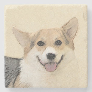Porta-copo De Pedra Pembroke Welsh Corgi - Pintura Original para Cacho
