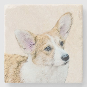 Porta-copo De Pedra Pembroke Welsh Corgi - Pintura Original para Cacho