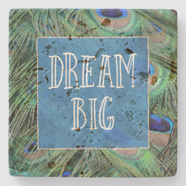 Porta-copo De Pedra Penas bonito de Peacock (Frente)