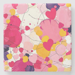Porta-copo De Pedra "Pensamentos Aleatórios de Amor" - Abstrato Colori