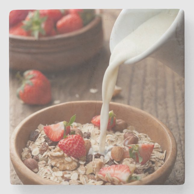 Porta-copo De Pedra Pequeno almoço saudável (Frente)