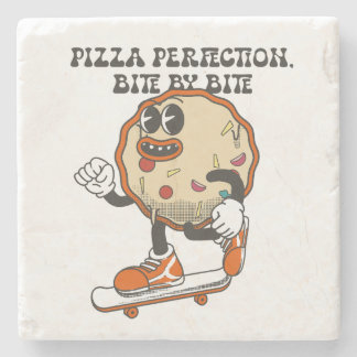 Porta-copo De Pedra Perfeição de pizza, mordida por mordida