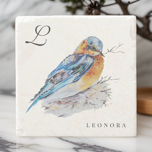 Porta-copo De Pedra Personalização do Bluebird Elegante Watercolor