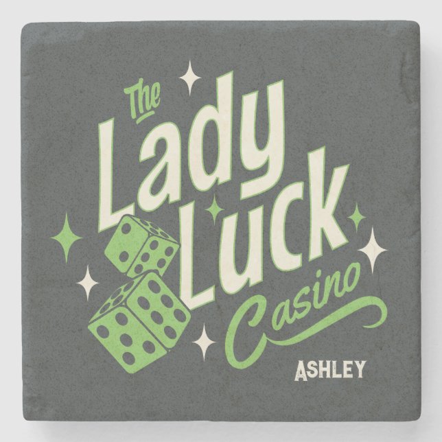 Porta-copo De Pedra Personalizado O Casino Lady Luck (Frente)