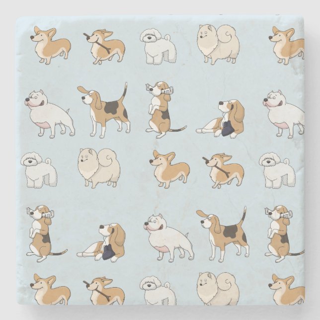 Porta-copo De Pedra Personalizar Cachorros Cortantes (Frente)