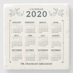 Porta-copo De Pedra Personalizar Calendário Mensal de 2020 Anos