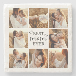 Porta-copo De Pedra Personalized Best Mom Ever Modern Photo Collage