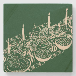 Porta-copo De Pedra Personalized Merry Christmas Table Minimal Design