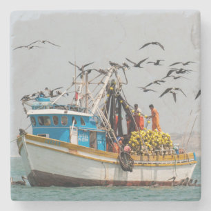 Porta-copo De Pedra Peru, Los Organos. Barco de Pesca Em Los Organos