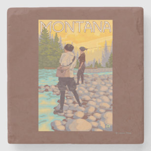 Porta-copo De Pedra Pesca com mosca das mulheres - Montana