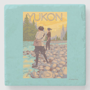 Porta-copo De Pedra Pesca com mosca das mulheres - Yukon, Alaska