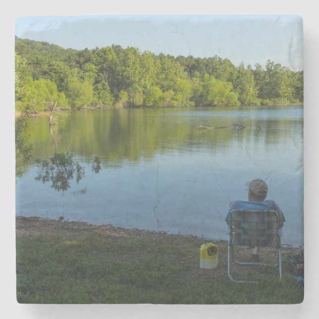 Porta-copo De Pedra Pesca De Manhã (Frente)