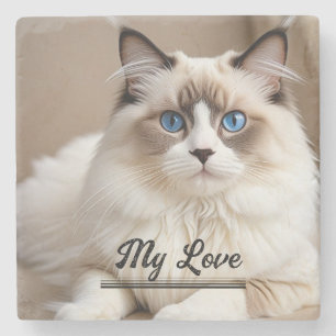 Porta-copo De Pedra Pet Photo ''My Love'' Personalize