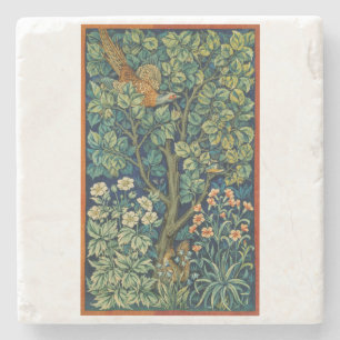 Porta-copo De Pedra Pheasant Bird em uma árvore (por William Morris)