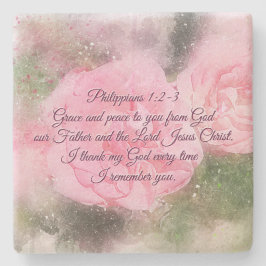 Porta-copo De Pedra Philippians 1:2 Grace e Peace to You, Escritura