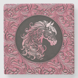 Porta-copo De Pedra Pia cor-de-rosa cabeça de cavalo com ferramentas f
