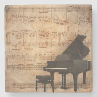 Porta-copo De Pedra Piano de cauda com partitura