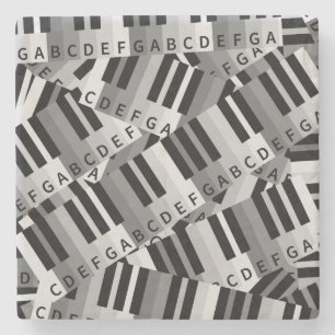 Porta-copo De Pedra Piano Keys Black and WhitePadrões