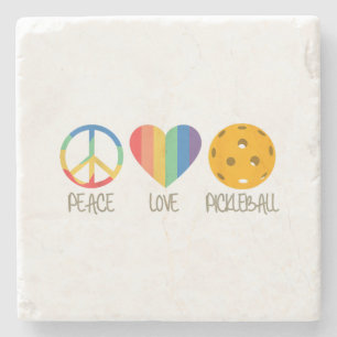 Porta-copo De Pedra Pickleball de Paz e Amor