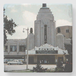 Porta-copo De Pedra Pickwick Movie Theater Park Ridge Watercolor Art