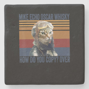 Porta-copo De Pedra Piloto de Gato Mike Echo Oscar Whisky - Presente