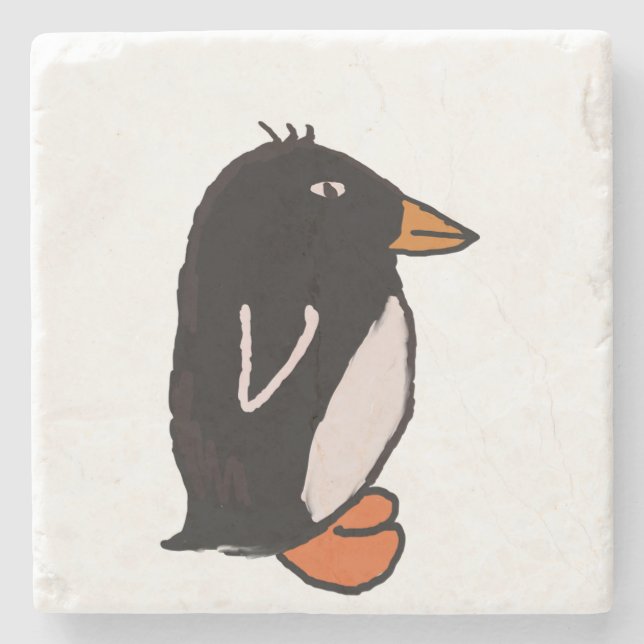 Porta-copo De Pedra Pinguim (Frente)