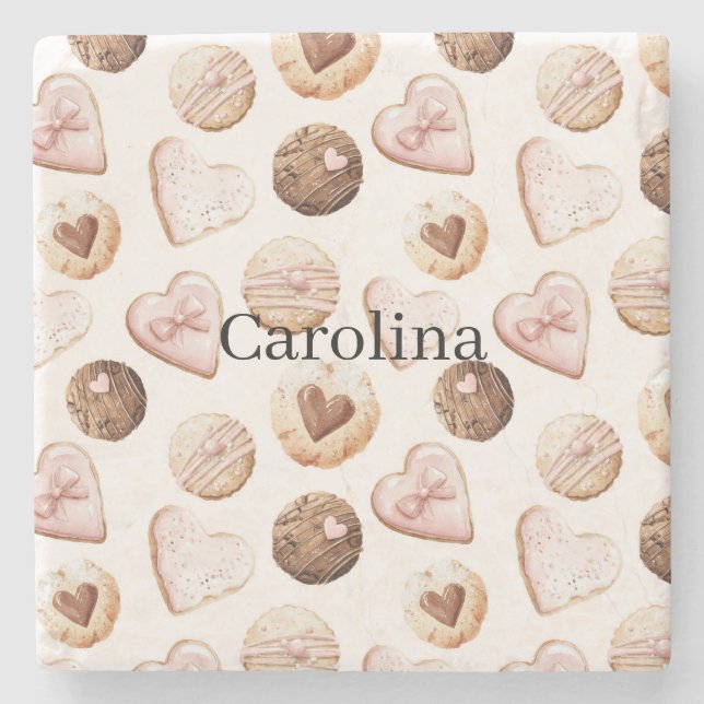 Porta-copo De Pedra Pink Chocolate Sweet Hearts Valentine's Day Treats (Frente)