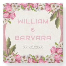 Pink Elegant Floral Drink Coaster Design